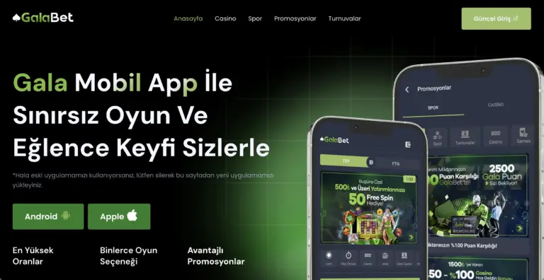 Galabet mobil uygulama görünümü